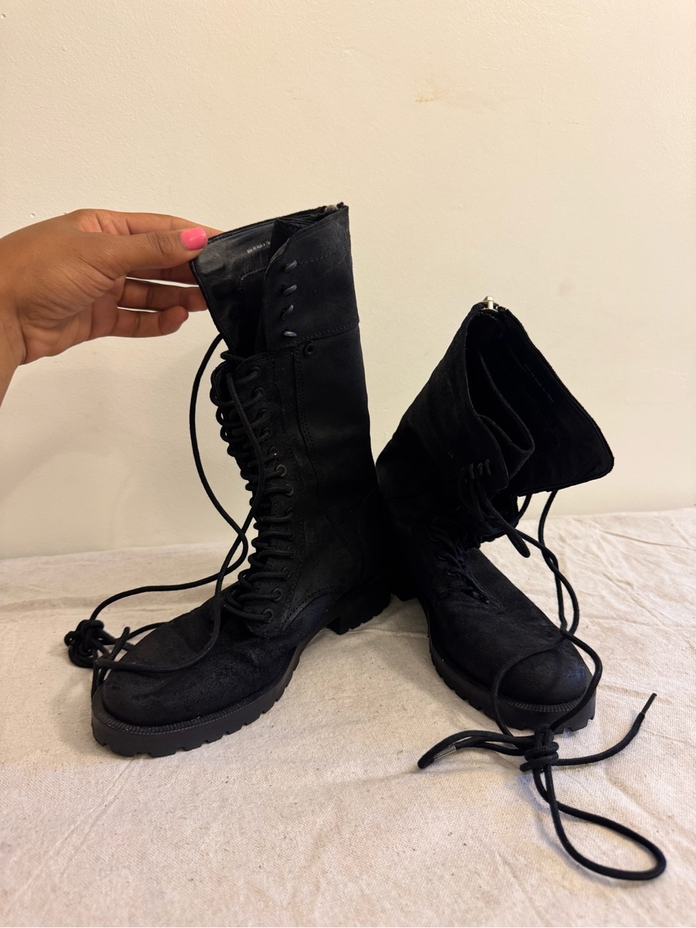 Black Lace-Up Womens Combat Boots